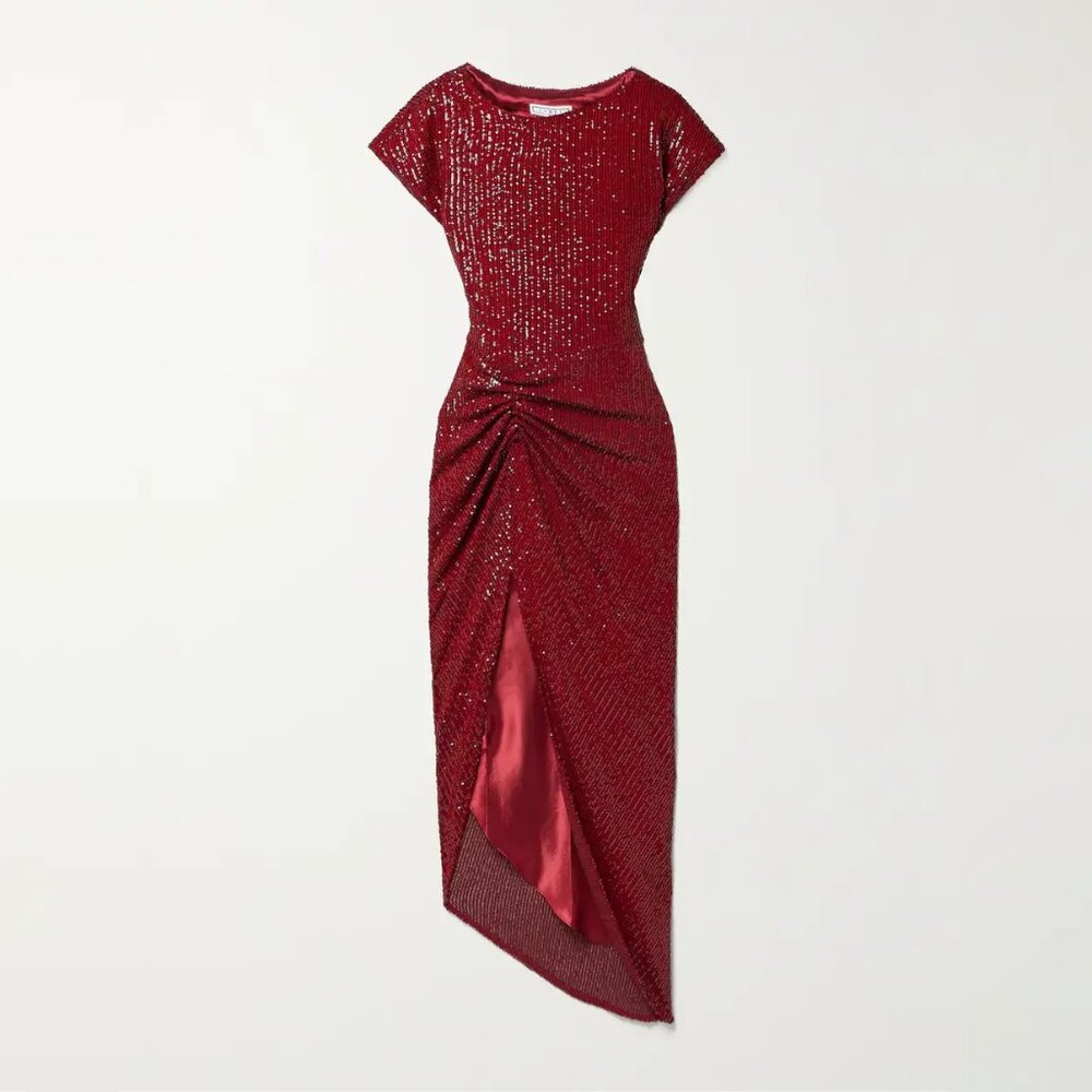 ITMFL In The Mood For Love Bercot Dress Sequin Burgundy Red Size Medium NEW